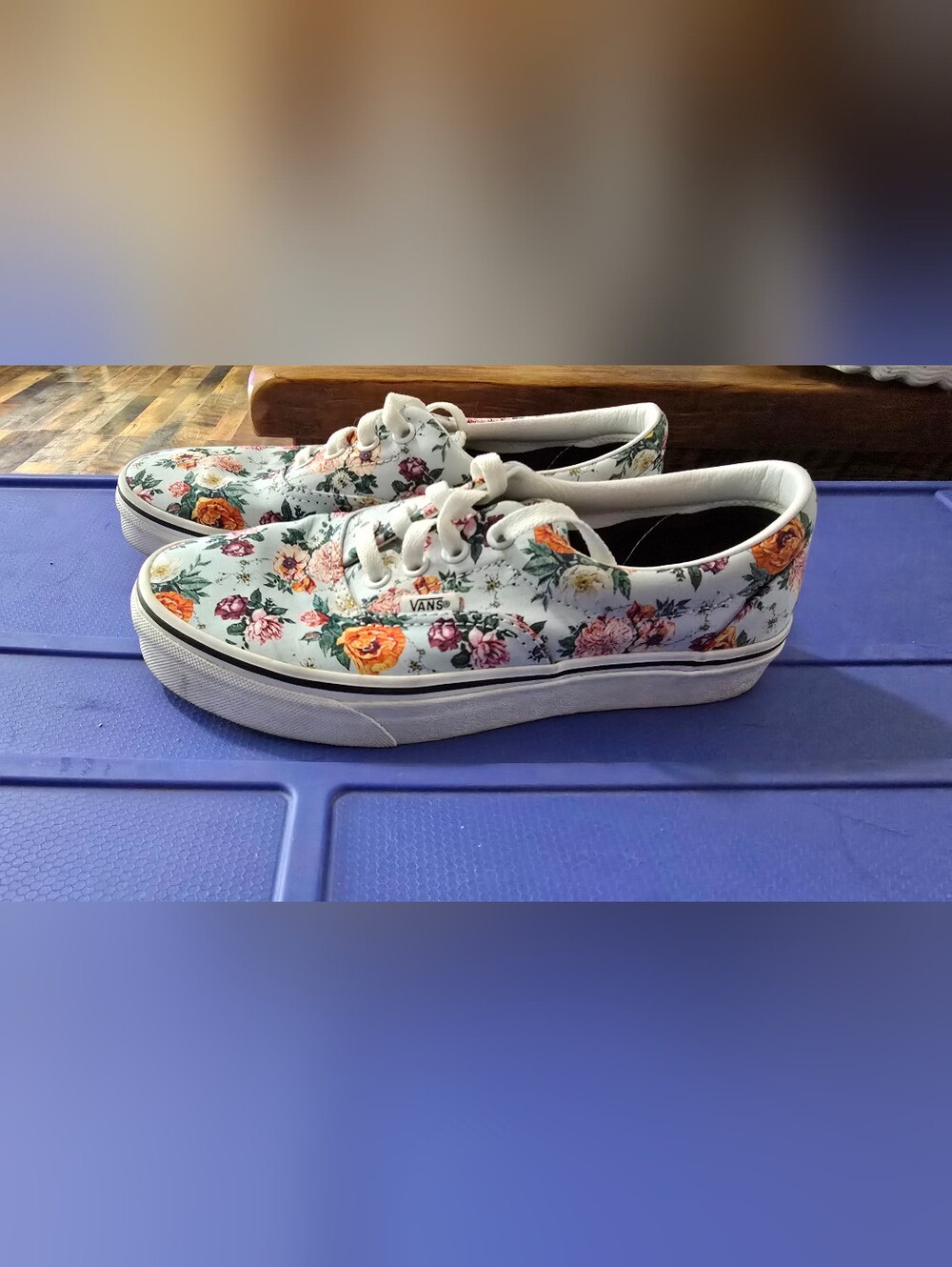 Vans Floral Low-Top Sneakers in White with Multicolor Roses